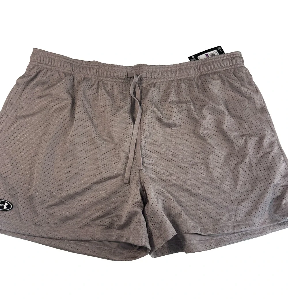 Under Armour Men's UA Essential Icon Athletic Mesh Shorts Brown 2XL NWT